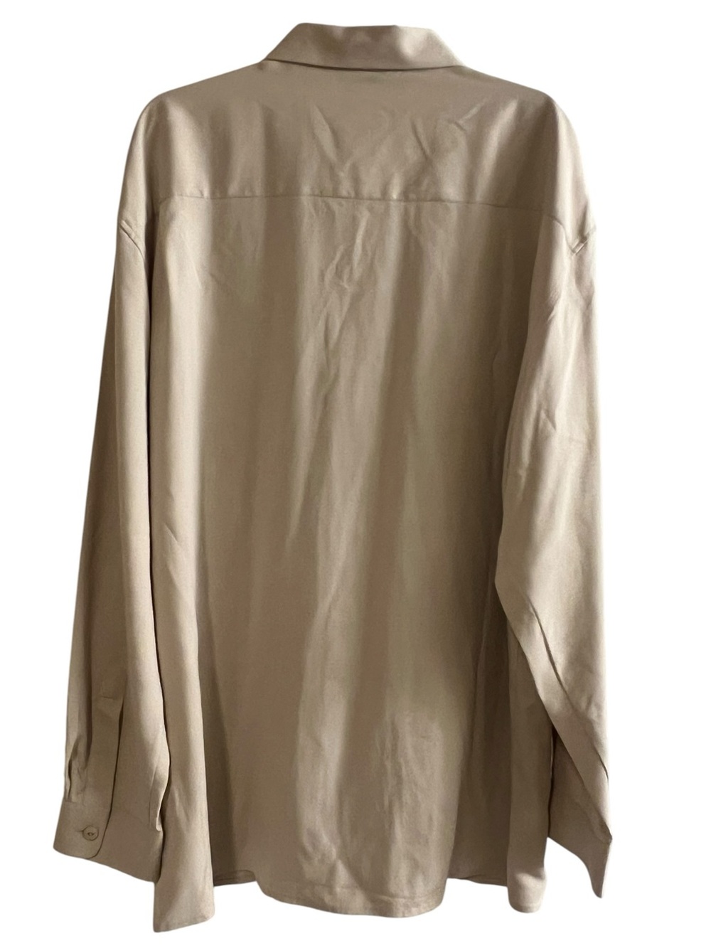 100% Silk Button Up Shirt Beige XXL - Picture 2 of 4